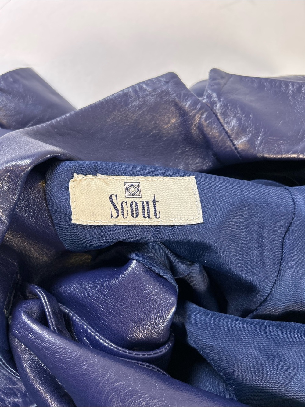 Women’s Navy Indigo Leather Blazer Jacket - Picture 3 of 10